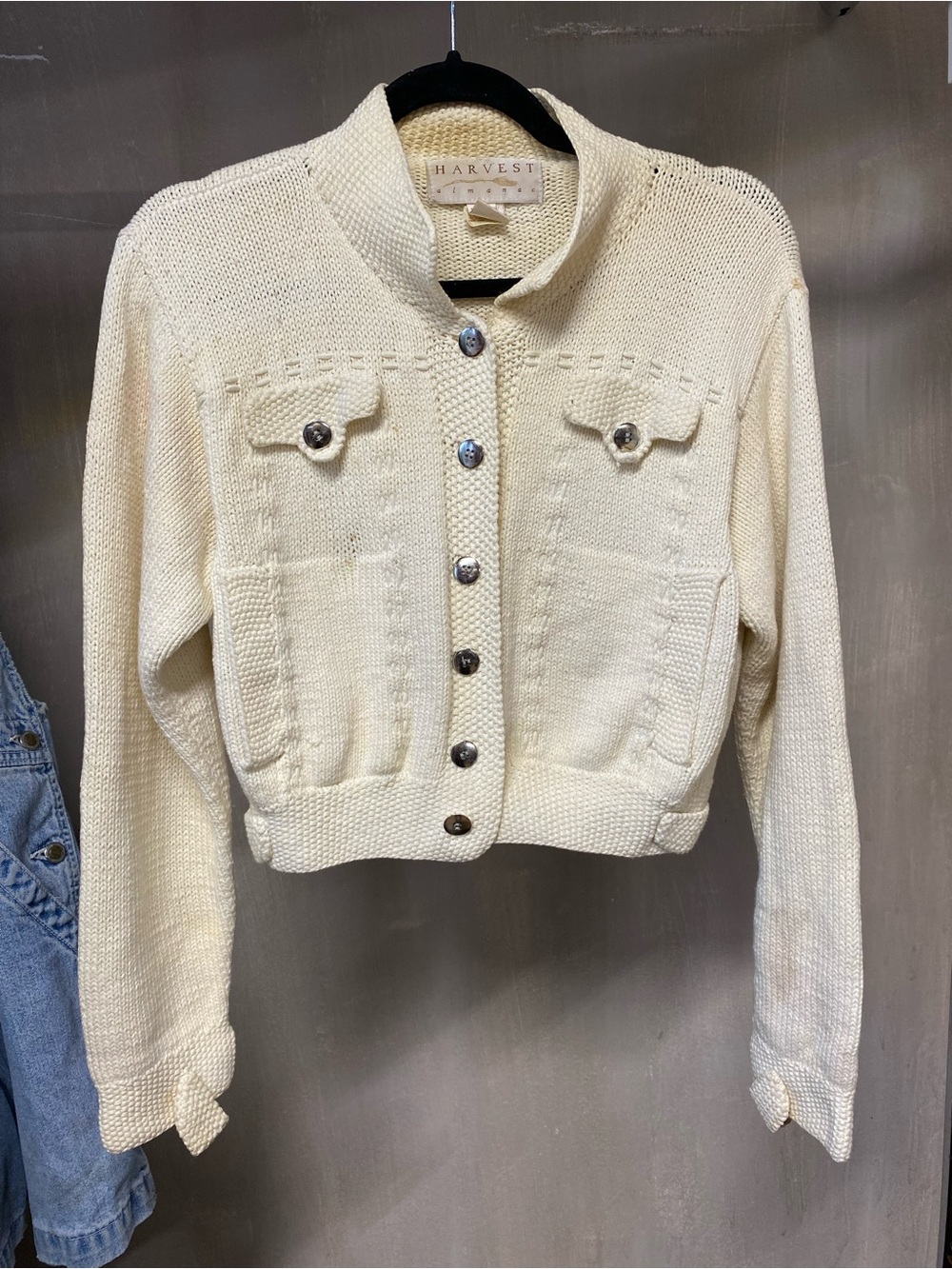 Vintage Cream Knit Button-Up Cardigan